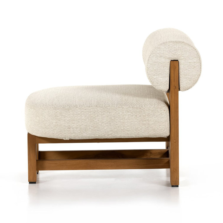 Solano Natural Teak 30" Stationary Outdoor Chair with Faye Sand Cushion