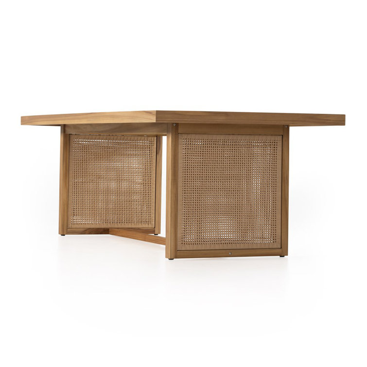 Elegant 90'' Brown Teak Rectangular Outdoor Dining Table