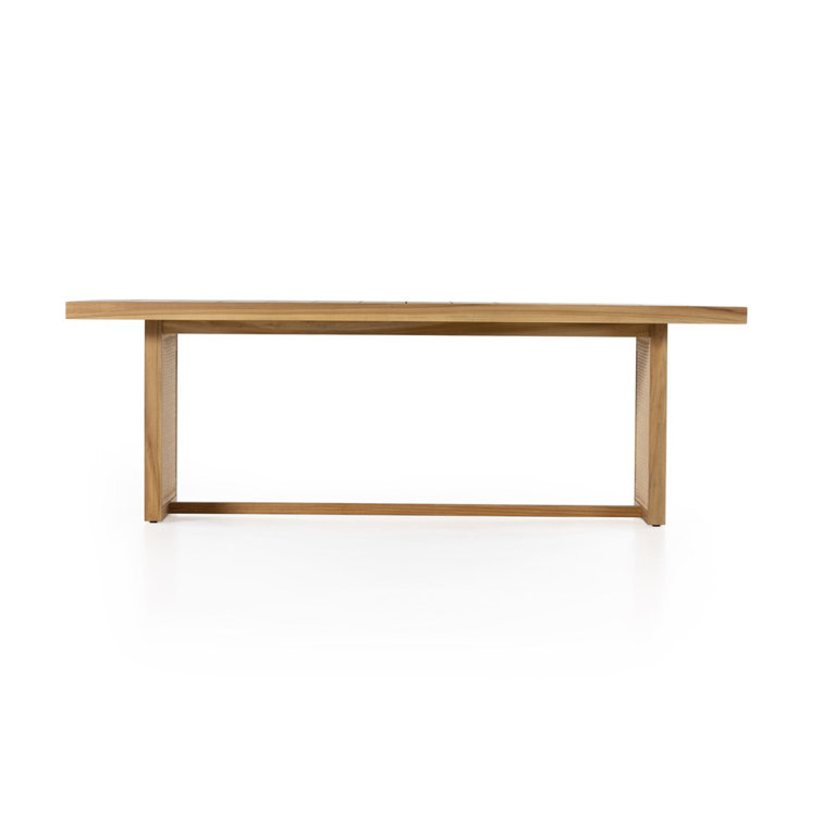 Elegant 90'' Brown Teak Rectangular Outdoor Dining Table