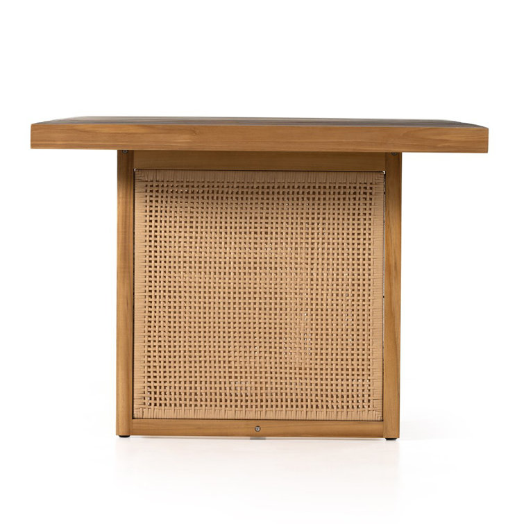 Elegant 90'' Brown Teak Rectangular Outdoor Dining Table