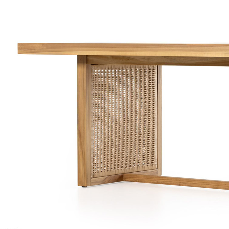 Elegant 90'' Brown Teak Rectangular Outdoor Dining Table