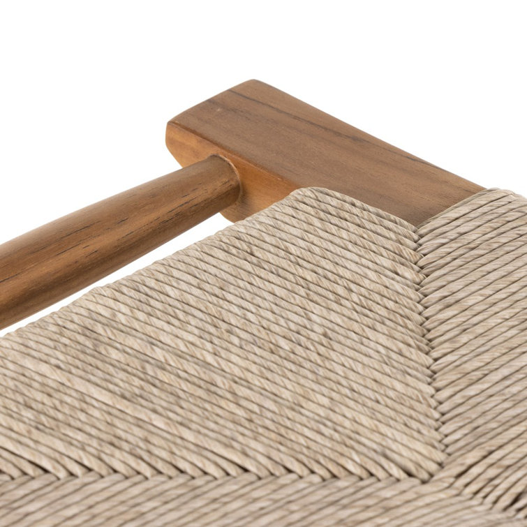 Natural Teak and Wicker Saddle Counter Stool
