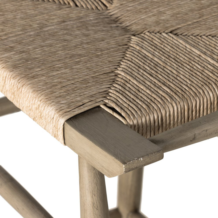 Weathered Gray Teak and Wicker Outdoor Bar Stool