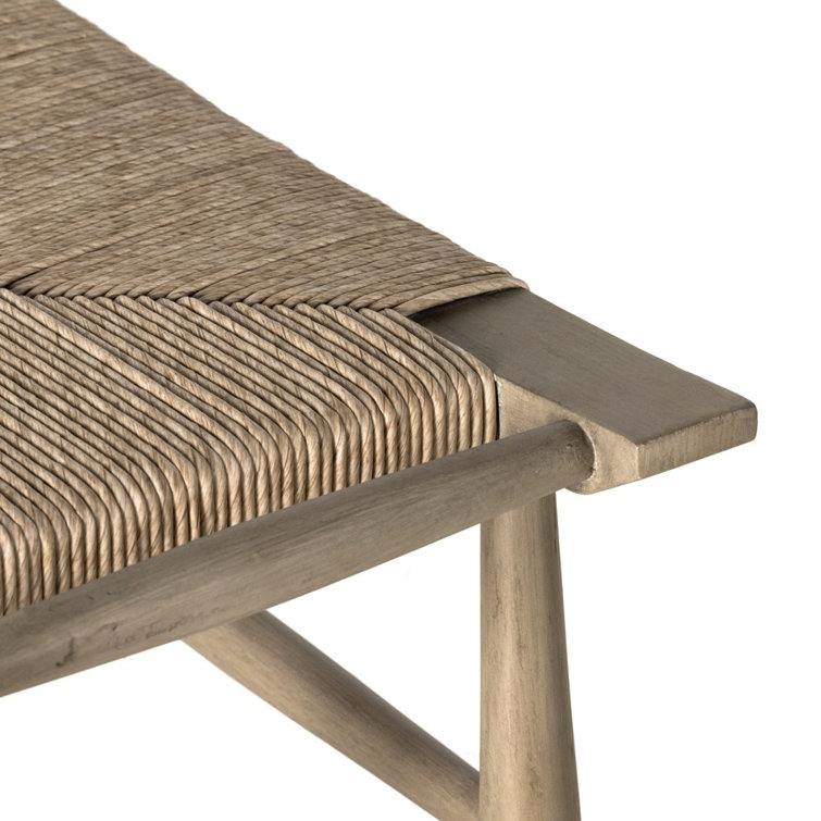 Weathered Gray Teak and Wicker Outdoor Bar Stool