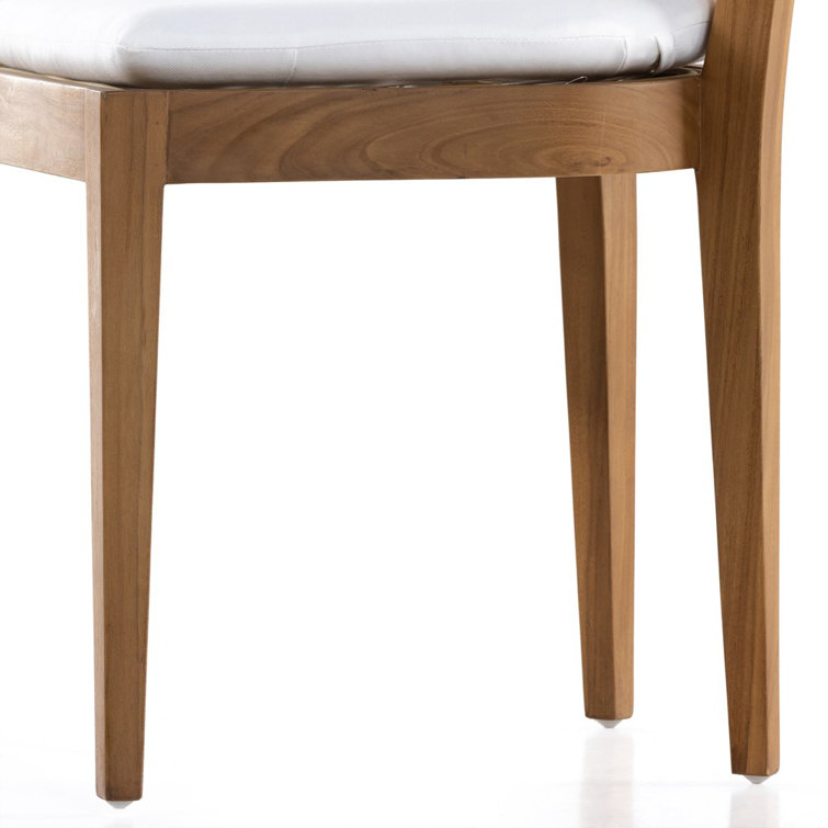 Jaz Mixed Material Natural Teak and Faux Rattan Dining Chair with Cushion