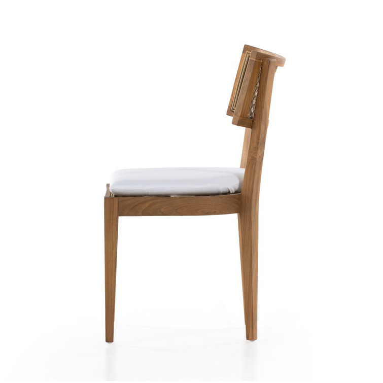 Jaz Mixed Material Natural Teak and Faux Rattan Dining Chair with Cushion