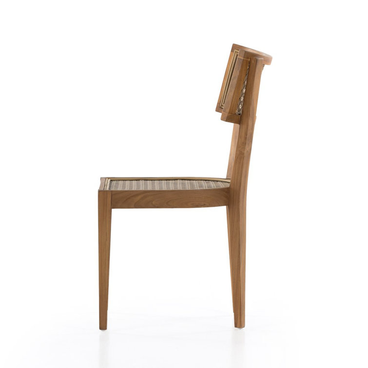 Jaz Mixed Material Natural Teak and Faux Rattan Dining Chair with Cushion