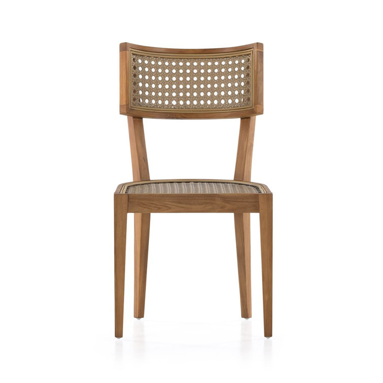 Jaz Mixed Material Natural Teak and Faux Rattan Dining Chair with Cushion