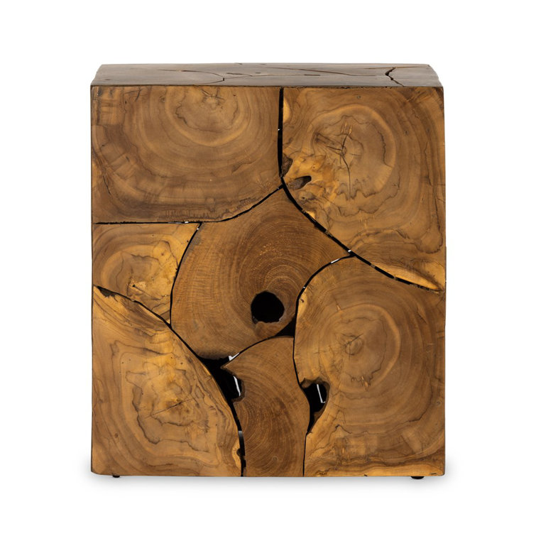 Teak Root Square Outdoor Side Table with Natural Finish