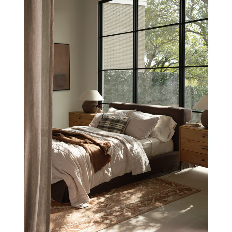 Dark Sand Ceramic Table Lamp with Tapered Linen Shade