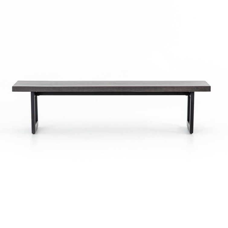 Judith Black Iron and Lava Stone Outdoor Bench