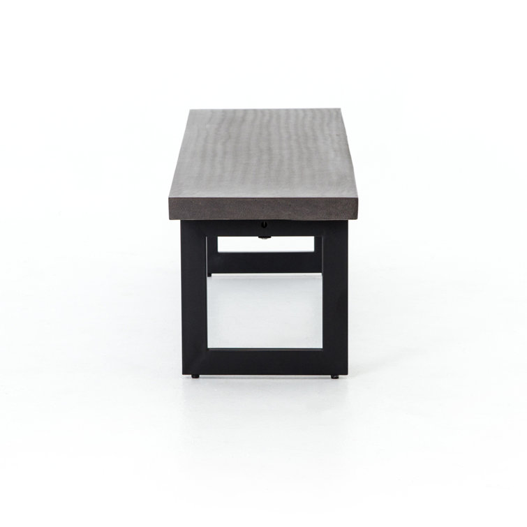 Judith Black Iron and Lava Stone Outdoor Bench