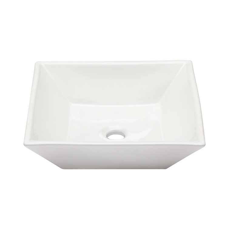 White Gloss Ceramic Square Wall-Mount Bathroom Sink