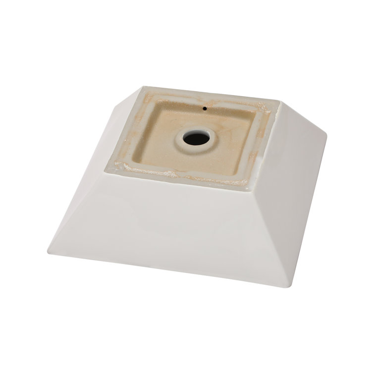 White Gloss Ceramic Square Wall-Mount Bathroom Sink