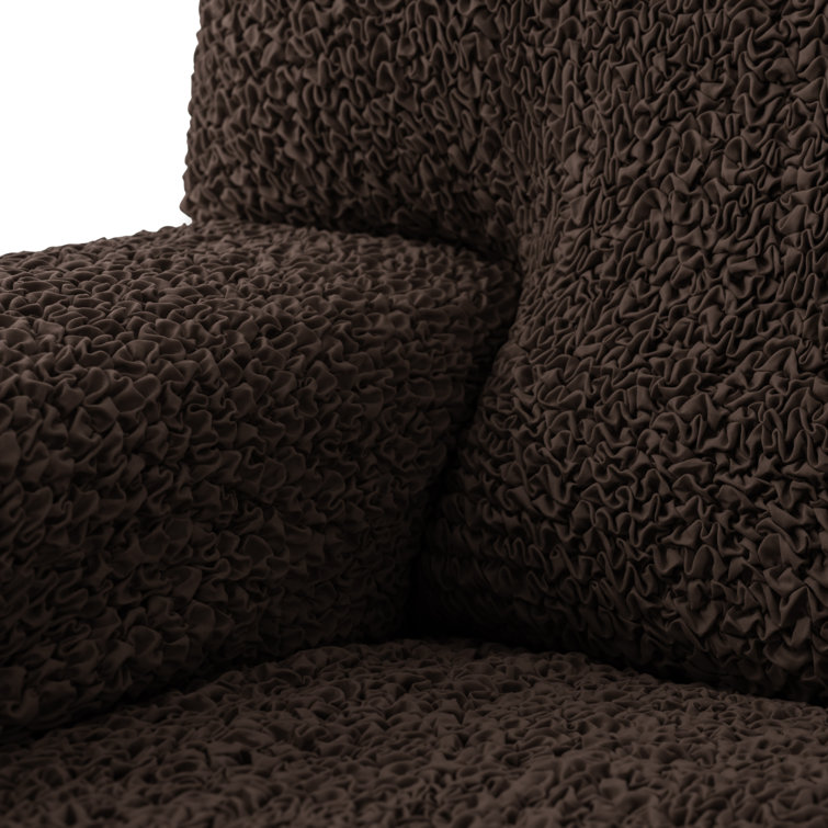 Dark Brown Stretch Loveseat Slipcover with Microfiber Fabric