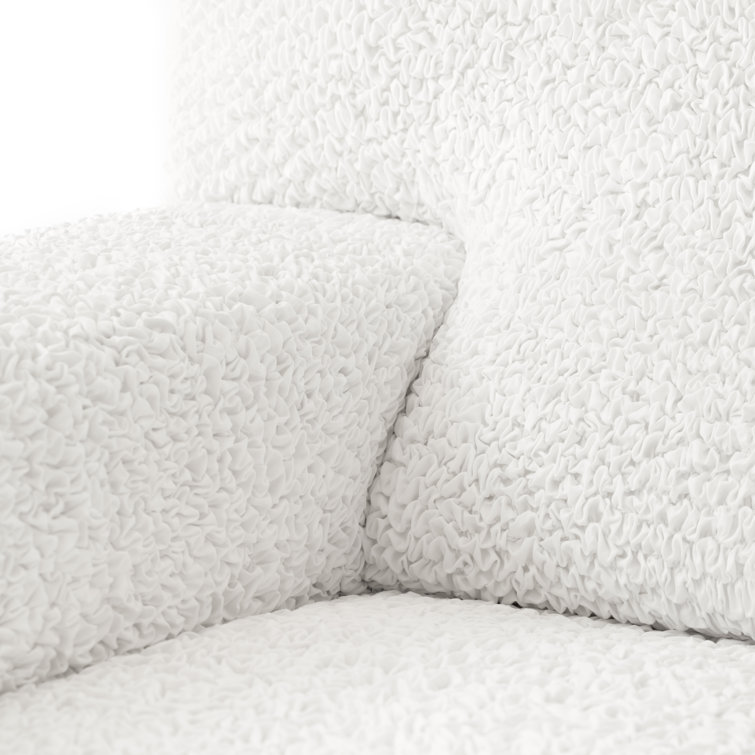 Crisp White Stretch Polyester Recliner Slipcover