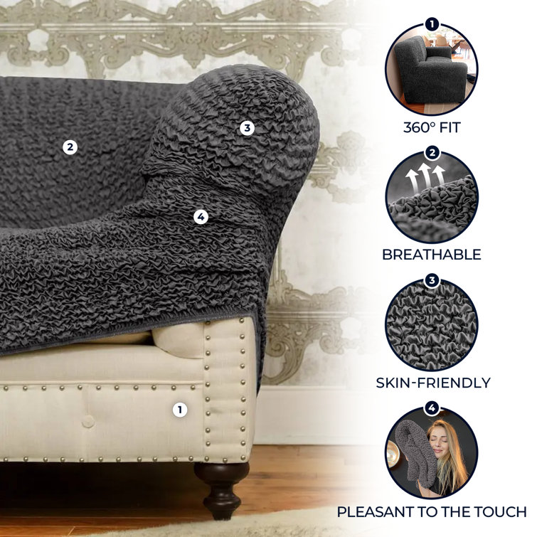Modern Dark Grey Stretch Recliner Chair Slipcover