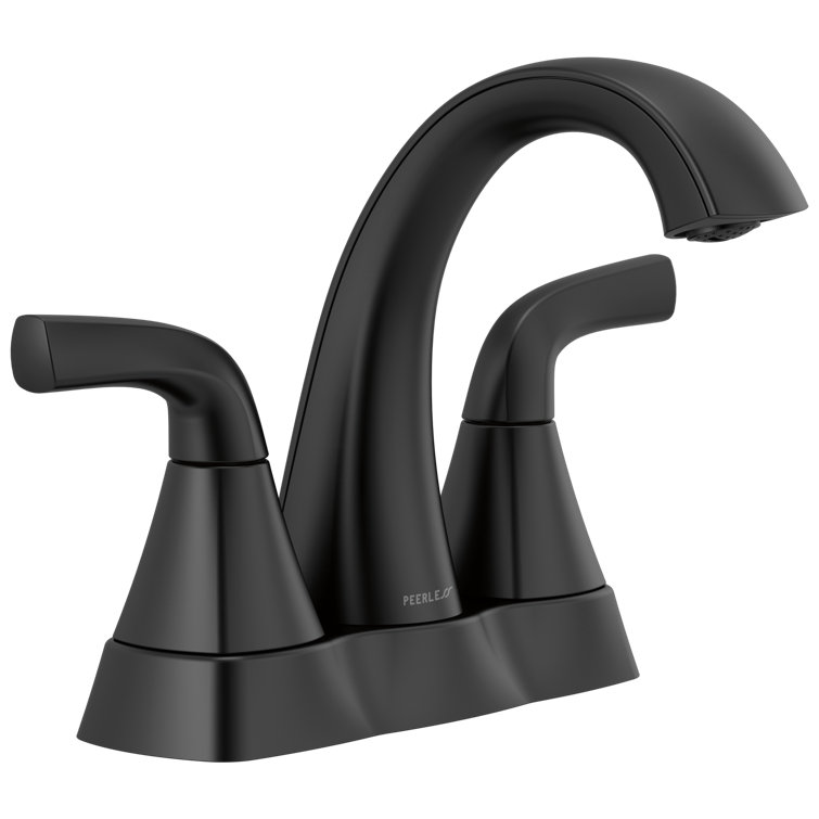 Parkwood Matte Black 2-Handle Centerset Bathroom Faucet with Drain Assembly