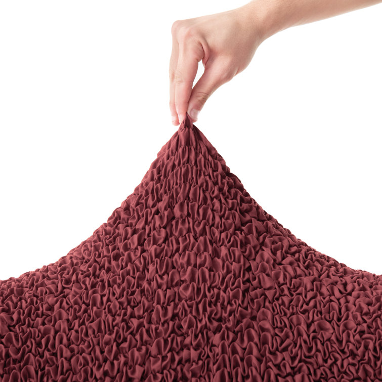 Burgundy Stretch Polyester Rectangular Ottoman Slipcover