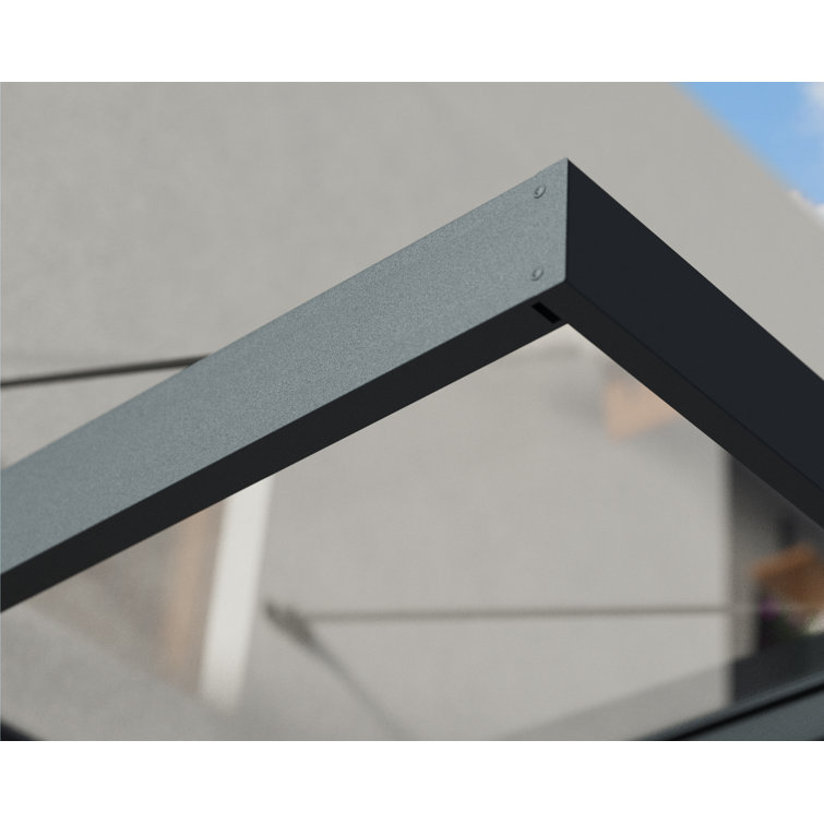 Sophia XL 15' x 5' Gray Aluminum and Clear Acrylic Door Awning