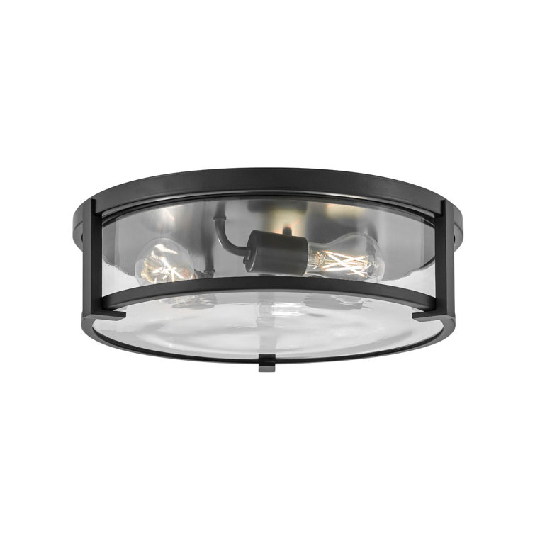 Black Nickel 3-Light LED Flush Mount with Clear Glass Shade