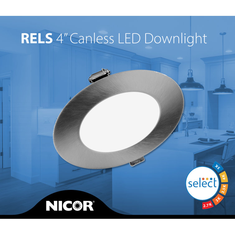 Nickel 4'' Round LED Canless Recessed Lighting Kit