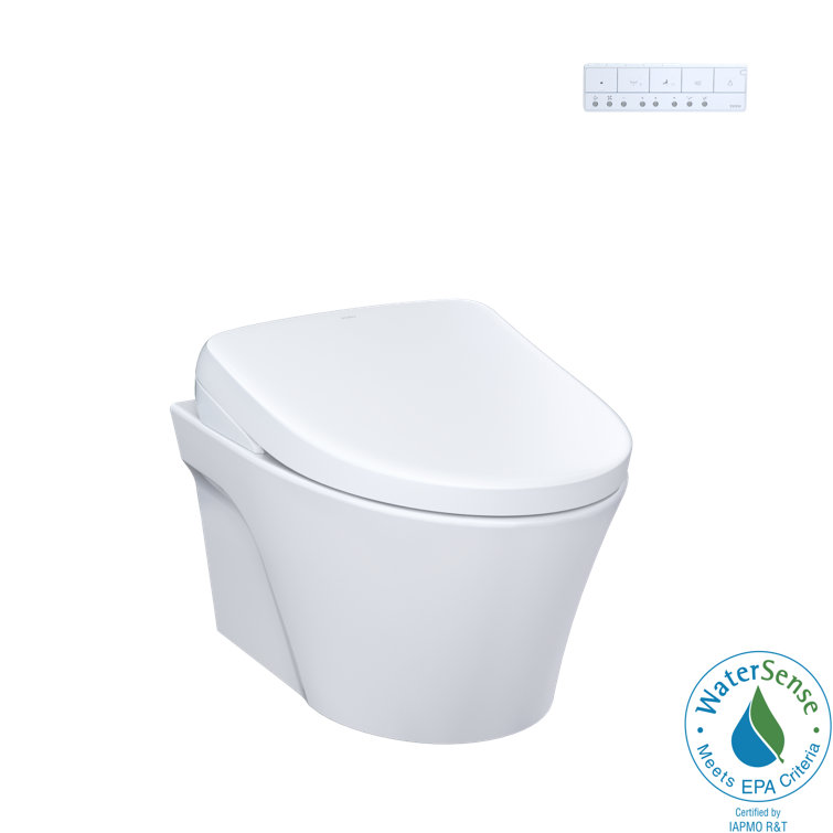 Cotton White Wall-Mounted Elongated Dual Flush Toilet