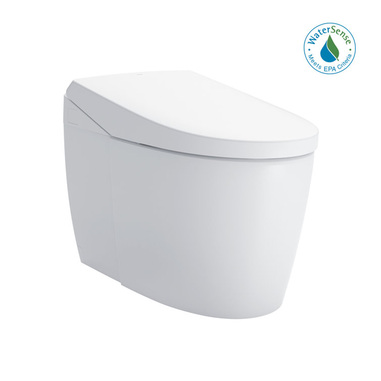Cotton White Elongated Dual Flush Macerating Toilet with Bidet