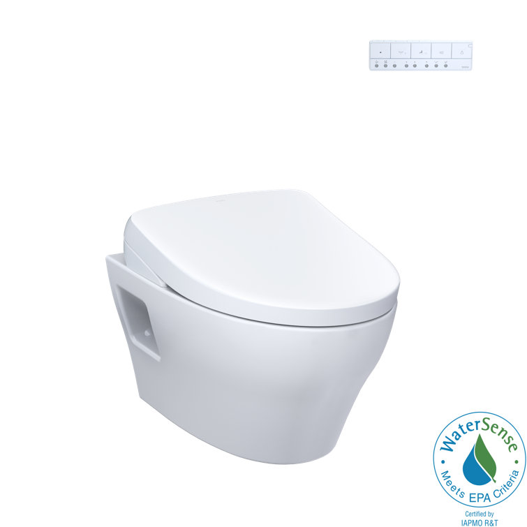 White Elongated Wall-Mounted Dual Flush High Efficiency Toilet