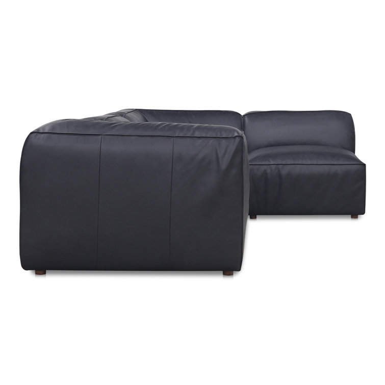 Vantage Black Leather Two Piece Modular Sectional with Wood Frame