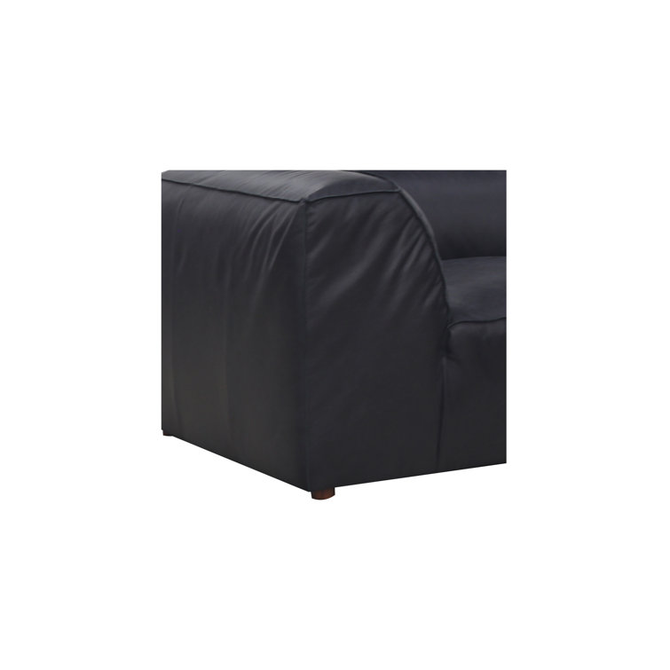 Vantage Black Leather Two Piece Modular Sectional with Wood Frame