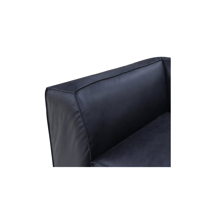 Vantage Black Leather Two Piece Modular Sectional with Wood Frame