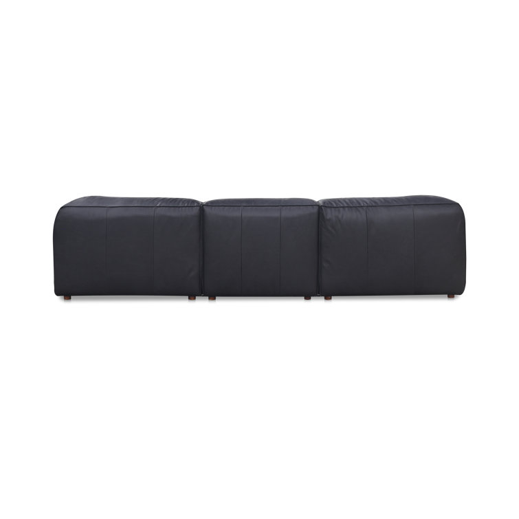 Vantage Black Leather Two Piece Modular Sectional with Wood Frame