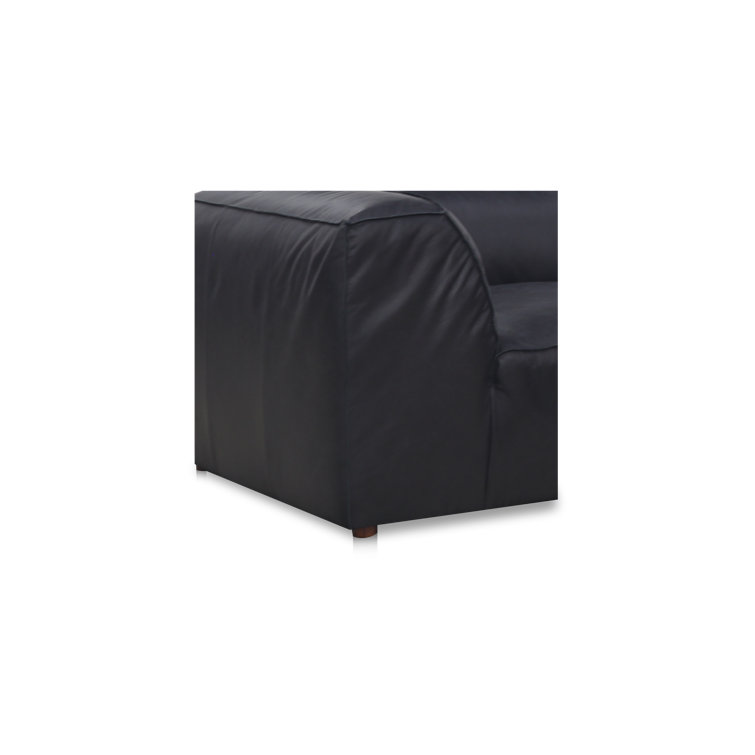 Vantage Black Leather Two Piece Modular Sectional with Wood Frame