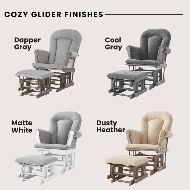 Serene Gliding Rocker and Ottoman in Cool Gray with Dark Gray Cushion