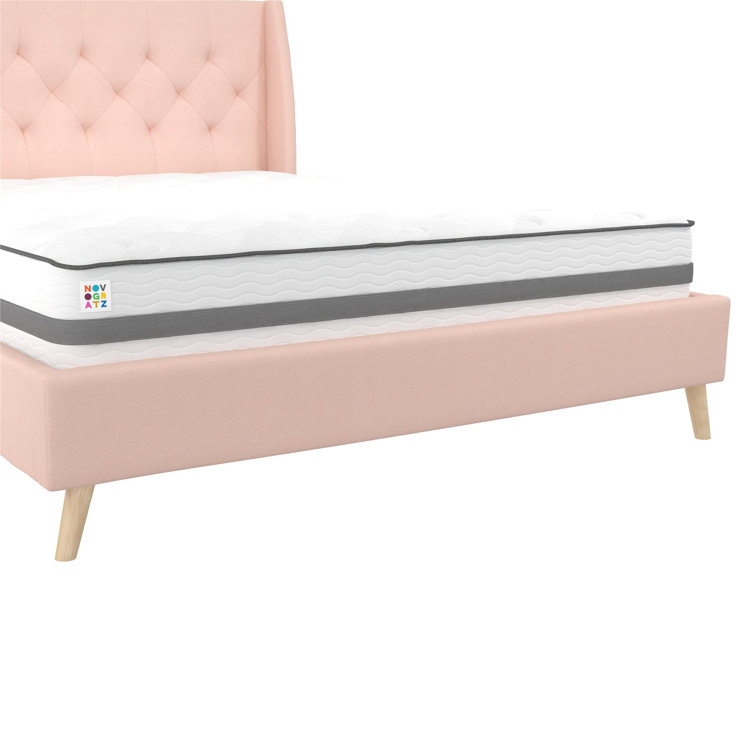 Elegant Gray Linen Upholstered Queen Platform Bed with Tufted Headboard