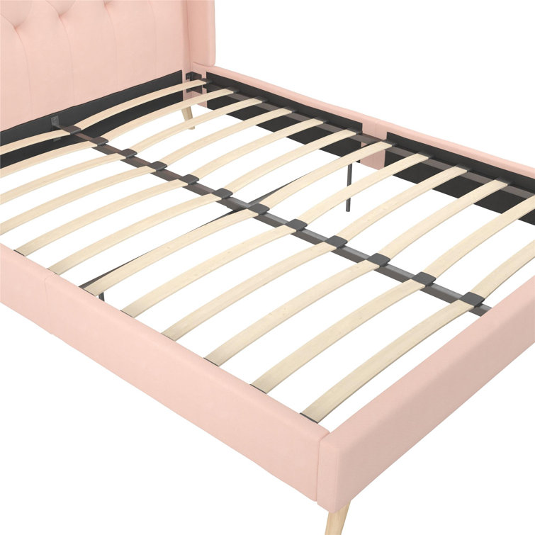 Elegant Gray Linen Upholstered Queen Platform Bed with Tufted Headboard