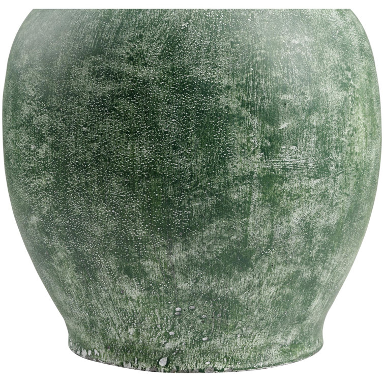 Green Concrete Table Lamp with White Linen Shade