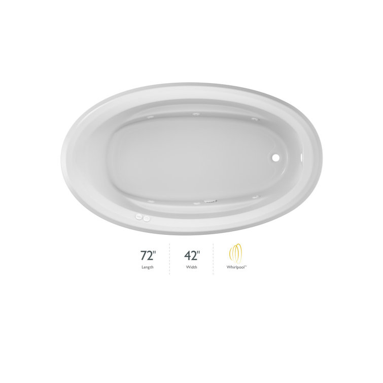 White Oval Acrylic 71'' Drop-In Soaking Bathtub