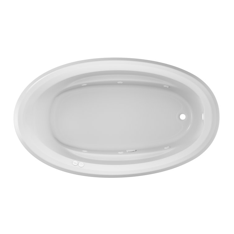 White Oval Acrylic 71'' Drop-In Soaking Bathtub