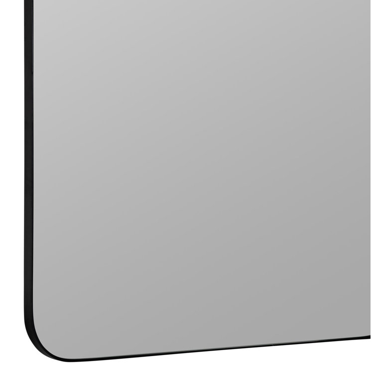Chance 38'' Matte Black Arch Bathroom Mirror