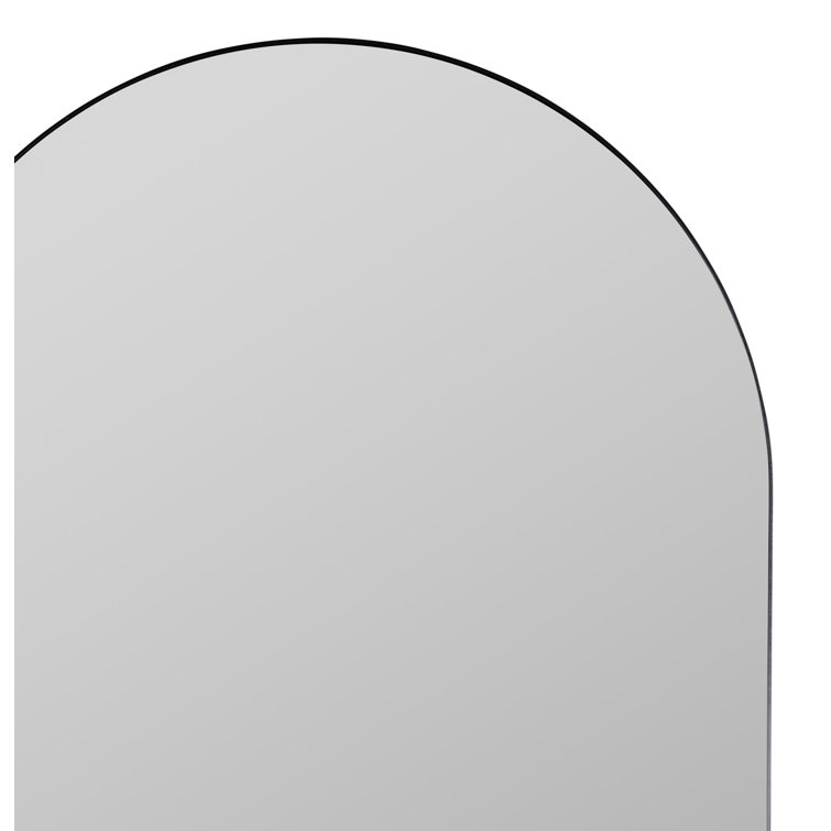Chance 38'' Matte Black Arch Bathroom Mirror