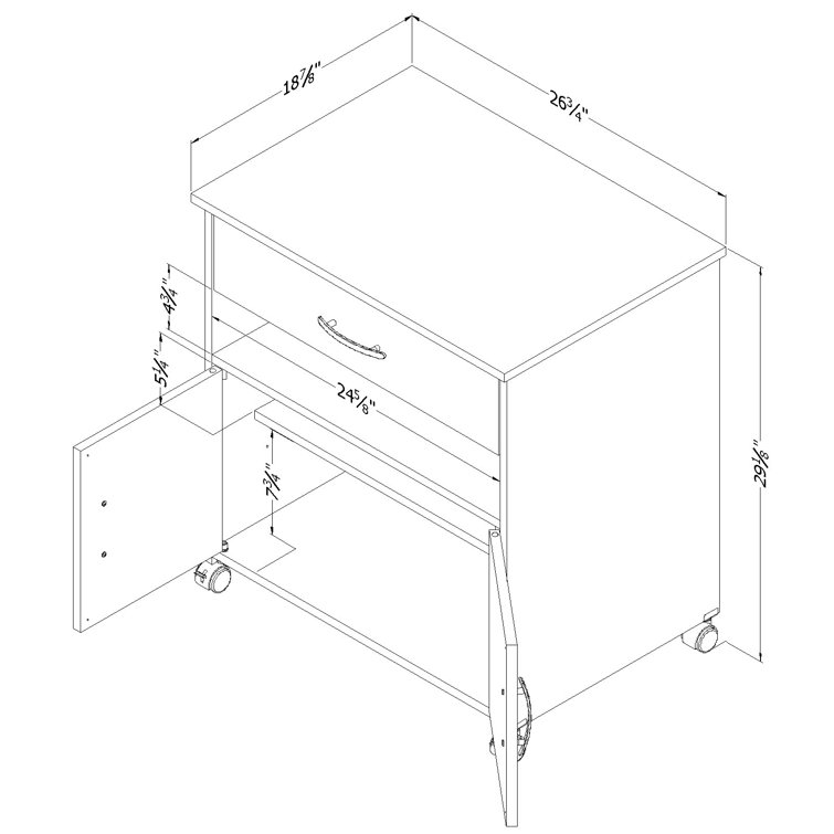 Chocolate Wood Mobile Printer Stand with Storage and Wheels