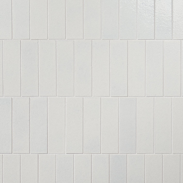 Cotton Glossy White Lava Stone Subway Wall Tile 2" x 8"