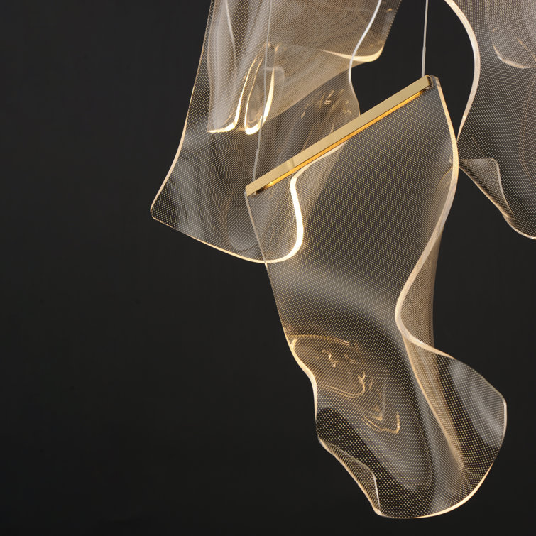 French Gold 14-Light LED Abstract Glass Pendant