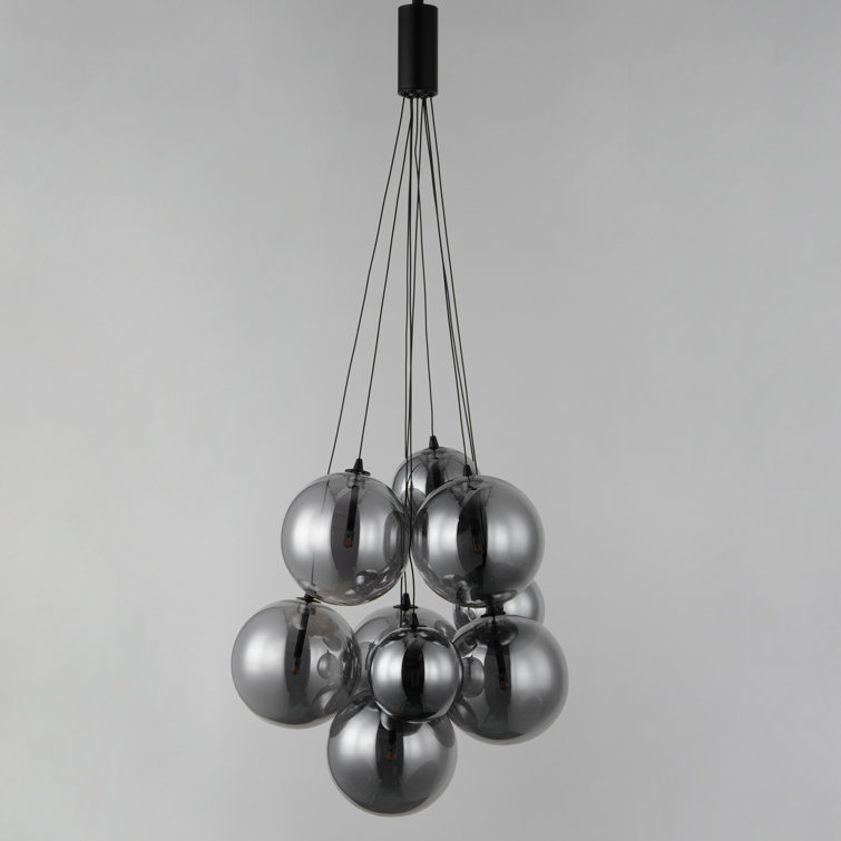 Celica Black Glass Globe 9-Light LED Pendant