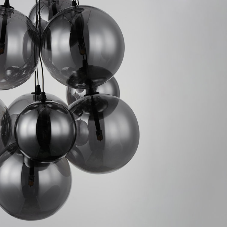 Celica Black Glass Globe 9-Light LED Pendant