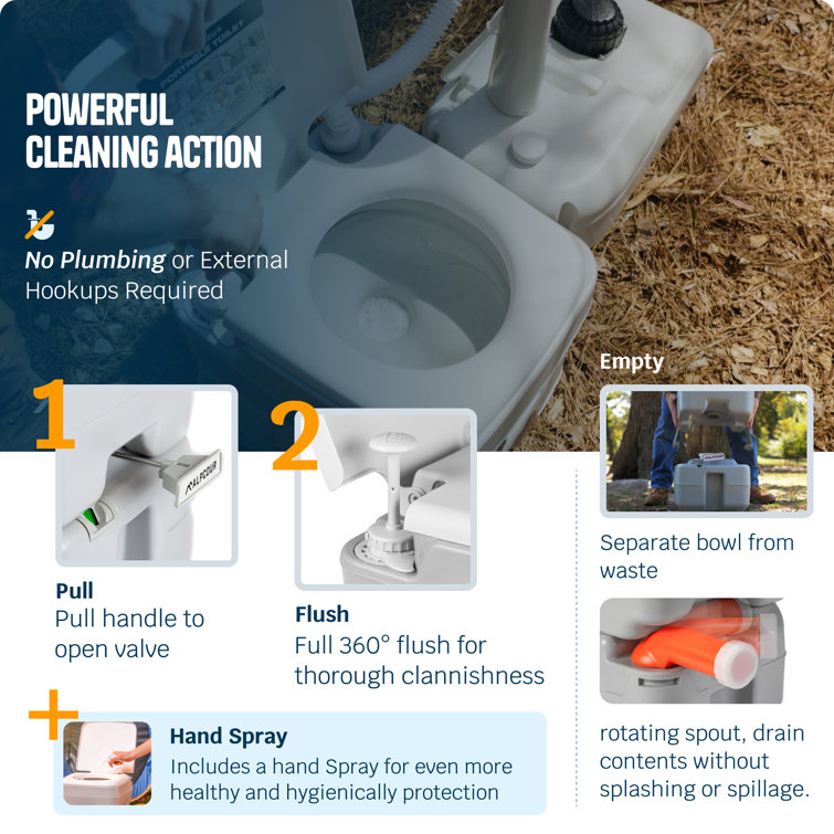 Compact Gray Heavy-Duty Portable Camp Toilet with Carrying Case