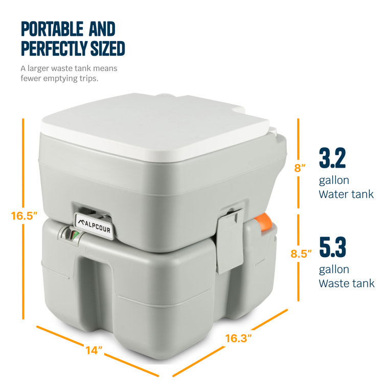Compact Gray Heavy-Duty Portable Camp Toilet with Carrying Case