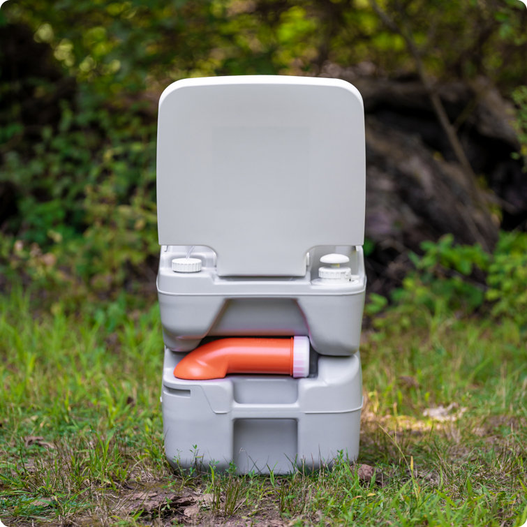 Compact Gray Heavy-Duty Portable Camp Toilet with Carrying Case